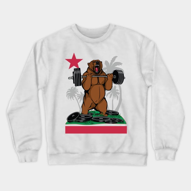 California bear lifting weights Crewneck Sweatshirt by Louieloco